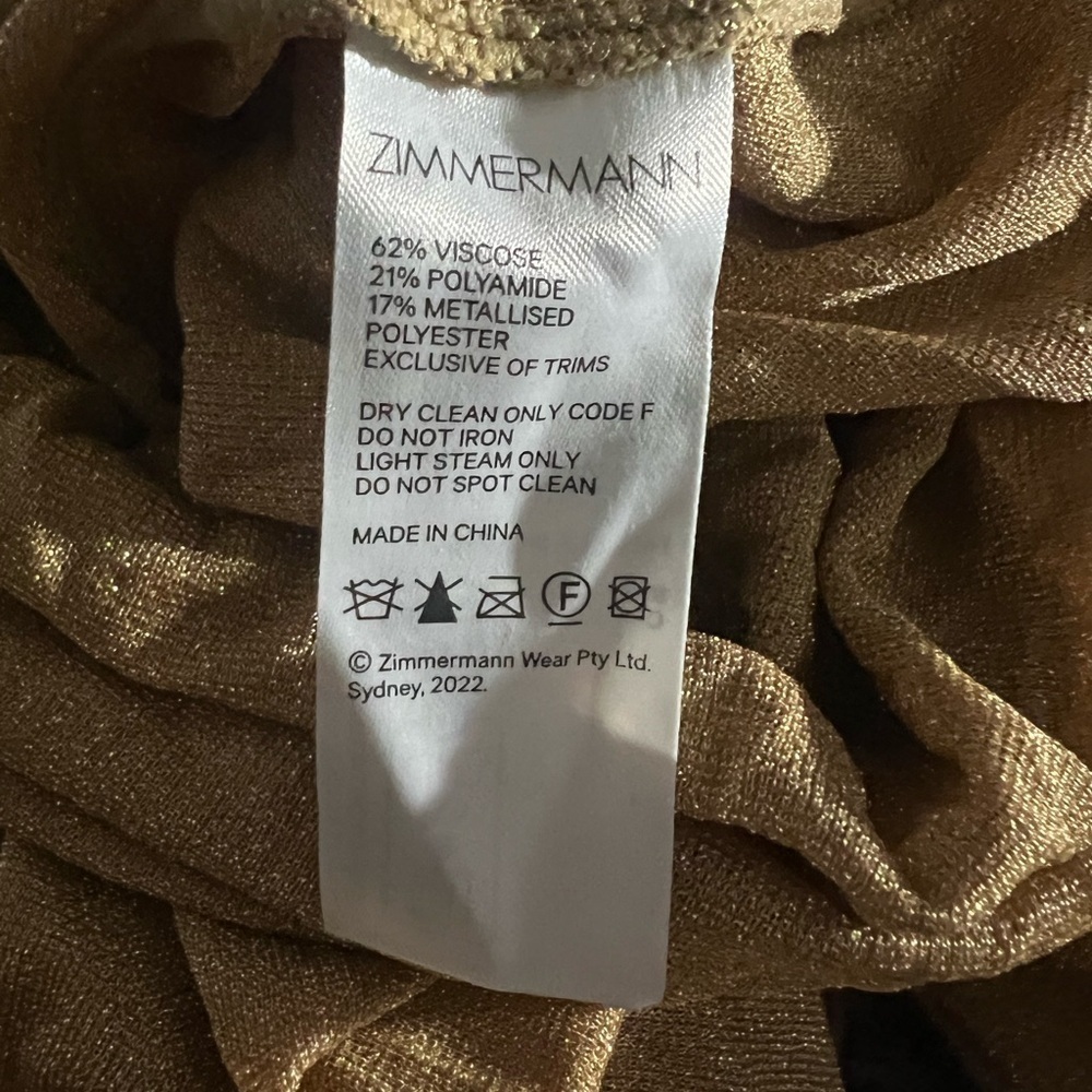 RUNWAY LOOK ZIMMERMANN Gold Lurex Lyrical Maxi Dress sz 1 NWT 2062$ - Picture 14 of 15